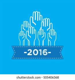 Hand raised vote election concept