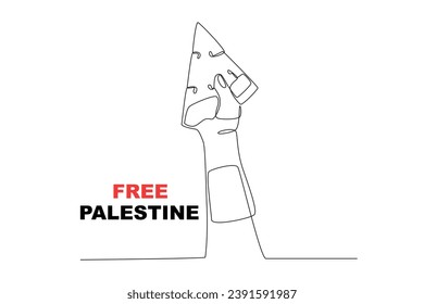 A hand raised the watermelon. Palestine solidarity one-line drawing