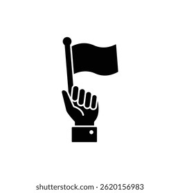 Hand Raising Flag Symbolizing Standing Up for Ethical Values