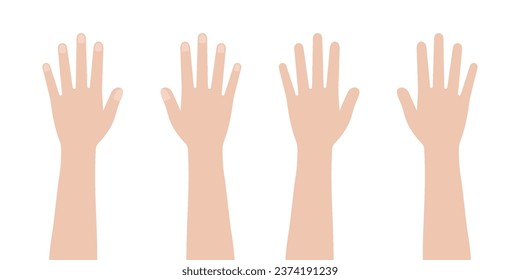 Hand Raising. Hand up. Vote Hand. Vector Illustration Isolated on White Background.