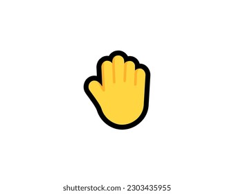 Hand raising vector icon on a white background. Stop hand sign. Hand emoji illustration. Isolated hand raising vector emoticon