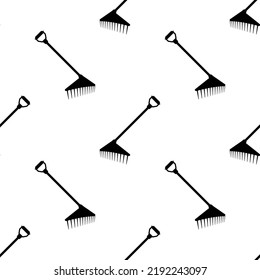 Hand Rake Icon Seamless Pattern, Rake Tool Icon Vector Art Illustration