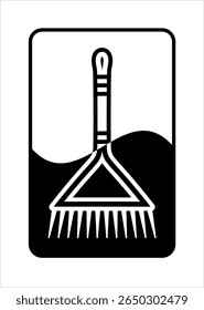 Ícone de Rake da mão, Ilustração de arte vetorial do ícone da ferramenta Rake