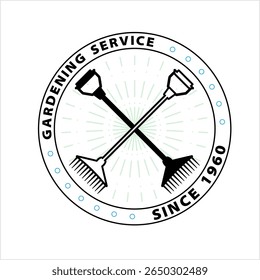Ícone de Rake da mão, Ilustração de arte vetorial do ícone da ferramenta Rake