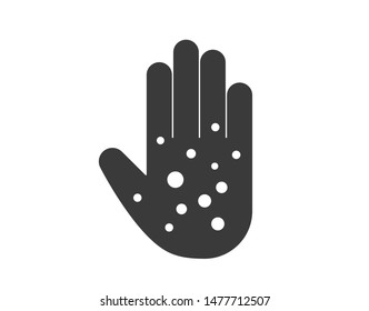 Hand Rash Icon. Damaged Skin Icon. Eczema Hand Asking Vector Illustration. 