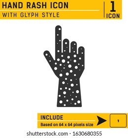 Hand rash icon isolated on white background. Damaged skin, eczema hand vector icon with glyph style. Design for healthcare, skincare, medical, web site or mobile app, web and other. Editable size