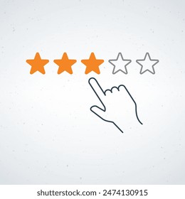 Hand with rating stars, Customer Experience Concept, Best Excellent Services Rating for Satisfaction present by Hand of Client pressing Star.