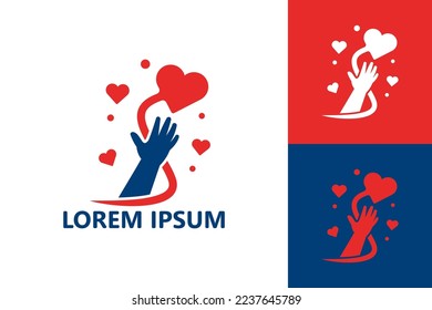 Hand reach love logo template design vector
