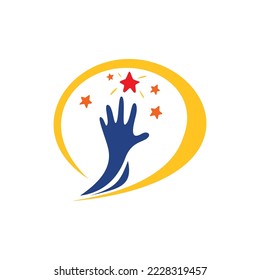 hand reach star logo design template. people goal icon, sign and symbol