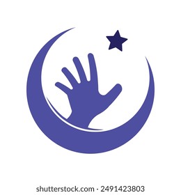 hand reach star logo design vector illustration