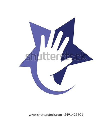 hand reach star logo design vector illustration