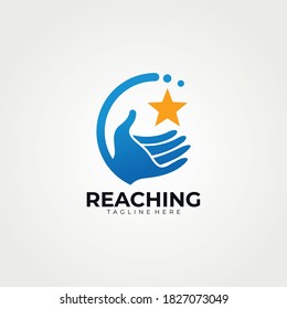 hand reach a star logo icon vector isolated