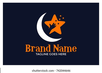 hand reach star logo vector illustration