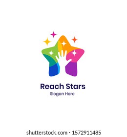 Hand reach for the stars logo design template