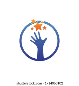 
Hand reach stars logo design