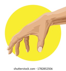 Eine Hand reicht auf gelbem Hintergrund