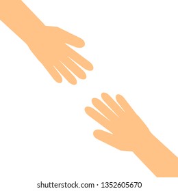 The hand reaches for the hand. Vector illustration.
