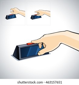 Hand reaching for alarm clock. Vector illustration in flat style isolated from the background