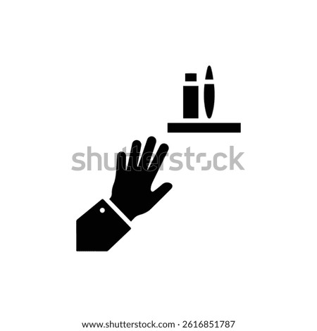 Hand Reaching for Art Supply on High Shelf Icon - Black Design