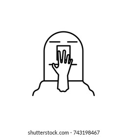 Hand reaching from the grave icon on white background