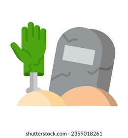 Hand reaching from the grave, simple image, icon, isolated white background.