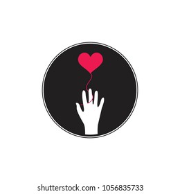 hand reaching for love symbol vector