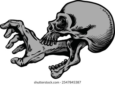 hand reaching out from skull vectors art colors