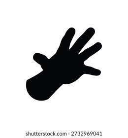 Hand reaching silhouette icon vector flat design.