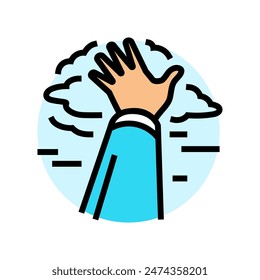 mano que alcanza el Vector de color del progreso del cielo. mano que alcanza el signo del progreso del cielo.