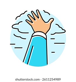 hand reaching sky progress color icon vector. hand reaching sky progress sign. isolated symbol illustration