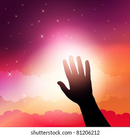 Hand reaching the  sky.Vector Illustration