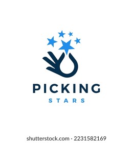 hand reaching star dream logo vector icon illustration