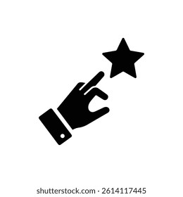 Hand Reaching for Star Minimal Style Icon
