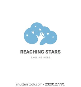 UNA ESTRELLA DE ALCANCE DE MANO DENTRO DEL VECTOR DE LOGOTIPO DE LA NUBE