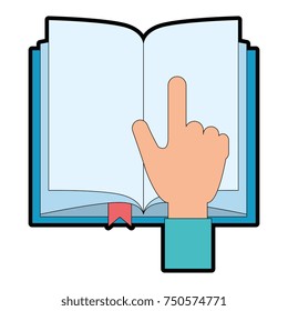 hand reader with text book isolated icon