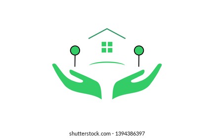 Hand real estate logo vector