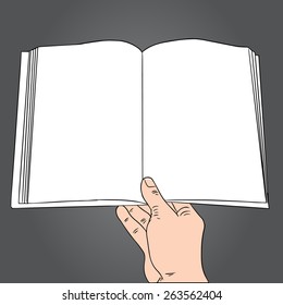 Hand real illustration vector with pencil write book