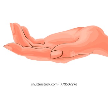 Hand realistic vector. Illustration isolated.
