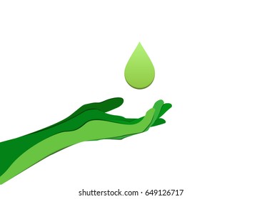 Hand receive drop water green