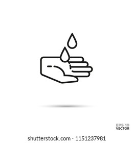 Hand receiving drops of oil. Spa, massage and grooming symbol.