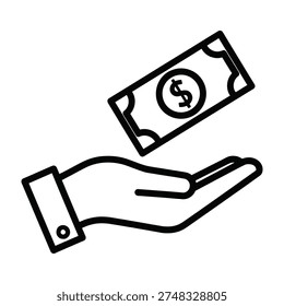 Hand receiving money dollar bill