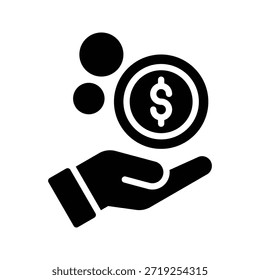Mano que recibe la Ilustración vectorial del dinero, icono sólido del estilo.