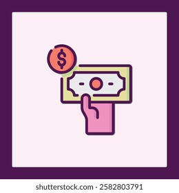 Hand Receiving Payment Icon, Financial Transaction Symbol