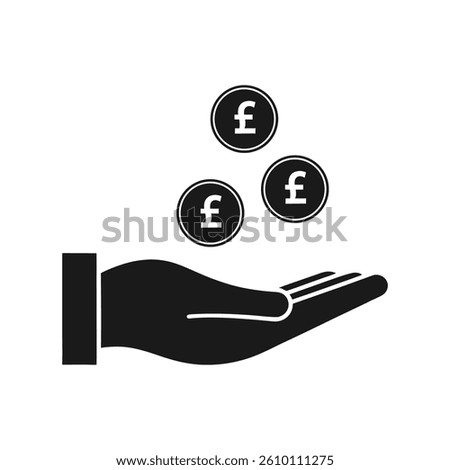 Hand Receiving Pound Sterling Coins Icon. vector illustration

