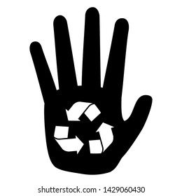 hand recycle symbol eco friendly environment vector illustration