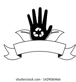 hand recycle symbol eco friendly environment vector illustration