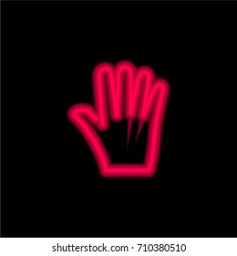 Hand red glowing neon ui ux icon. Glowing sign logo vector