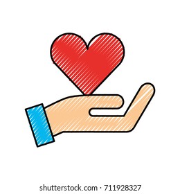 hand with red heart charity love donation