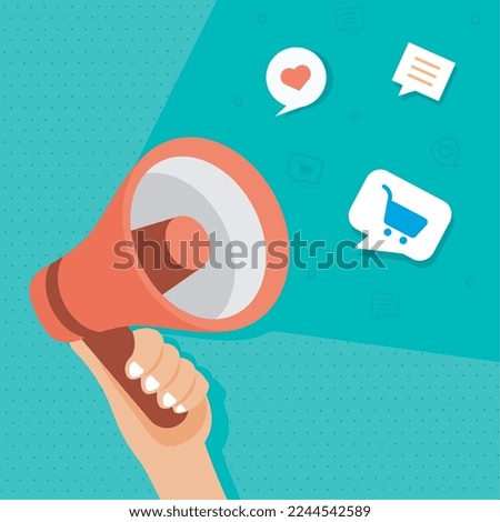 hand with red megaphone icons