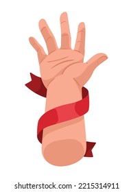 hand with red ribbon campaign icon